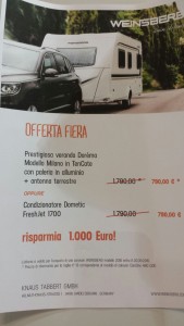 OFFERTA FIERA CARAVAN WEINSBERG