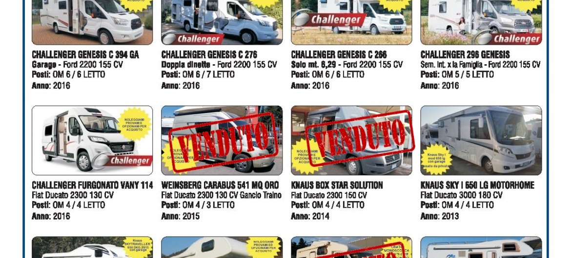 CAMPER OCCASIONI FUSTINONI OTT 2016