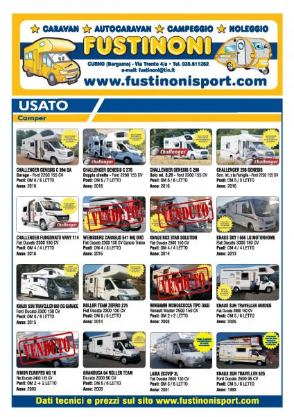 CAMPER OCCASIONI FUSTINONI OTT 2016