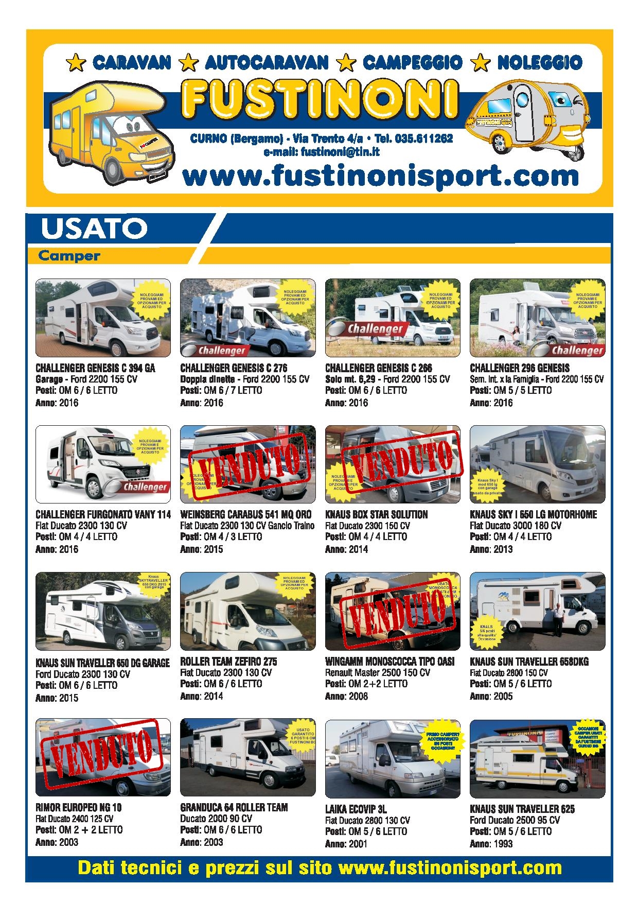CAMPER OCCASIONI FUSTINONI OTT 2016